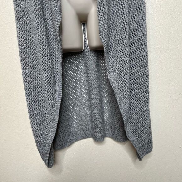 Lane Bryant Gray Duster Vest Waterfall Neck Sequin Beads Open Weave Women 14/16 - Picture 4 of 11
